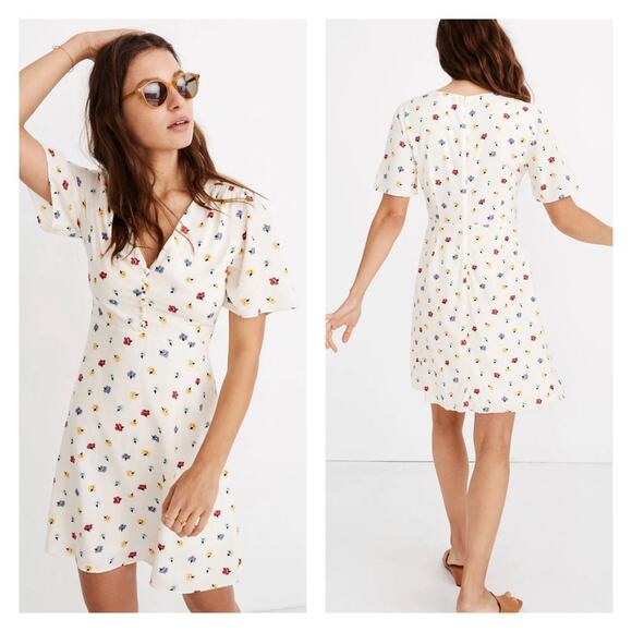Madewell Orchard Flutter Sleeve Mini Dress 20 Confetti Floral - Picture 1 of 8